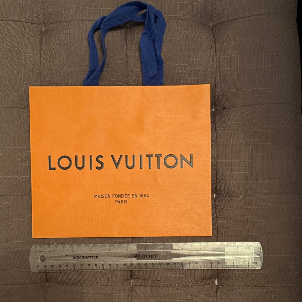 Louis Vuitton Bright Orange Tote with Blue Handles
